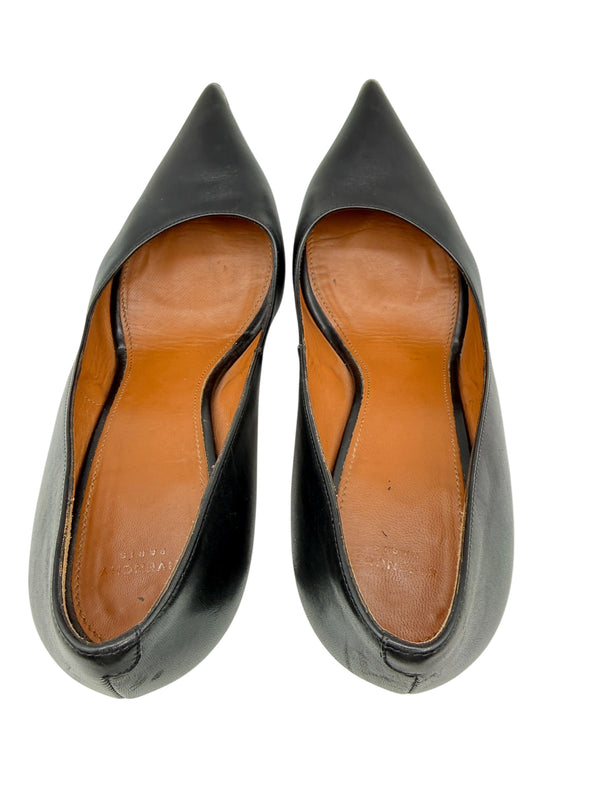 Givenchy Black Leather Pointed-Toe Pumps with Silver Trim – Size 39
