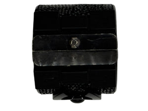 Chanel Black Resin & Crystal CC Boy Brick Cuff Bracelet
