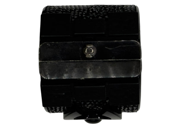 Chanel Black Resin & Crystal CC Boy Brick Cuff Bracelet