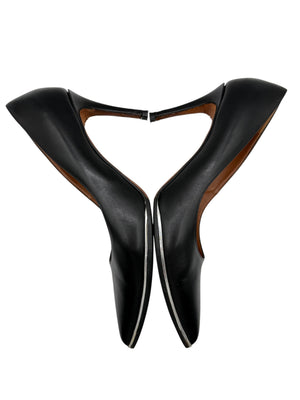Givenchy Black Leather Pointed-Toe Pumps with Silver Trim – Size 39