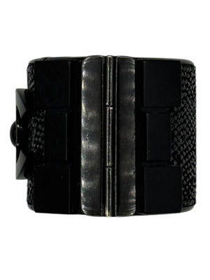 Chanel Black Resin & Crystal CC Boy Brick Cuff Bracelet