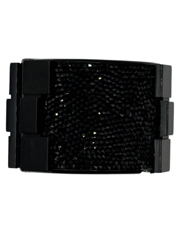 Chanel Black Resin & Crystal CC Boy Brick Cuff Bracelet