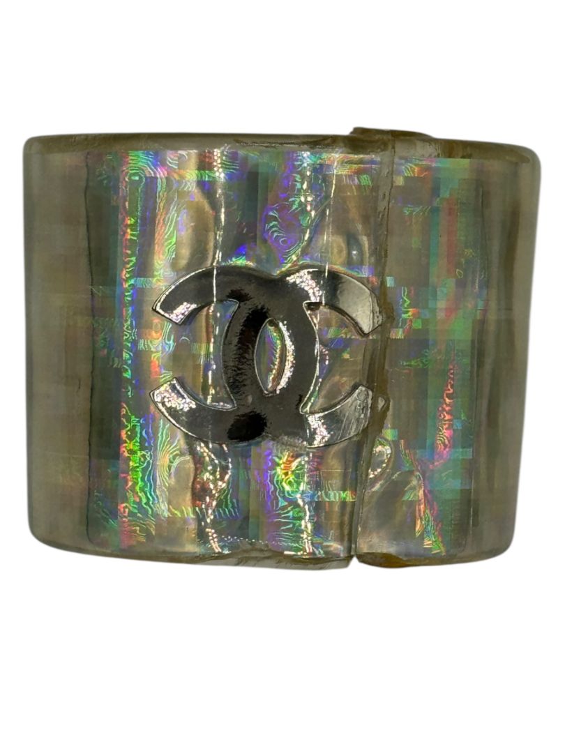 Chanel Iridescent Resin CC Wide Cuff Bracelet