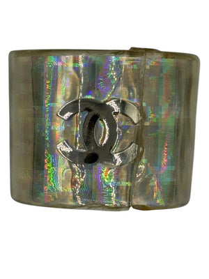 Chanel Iridescent Resin CC Wide Cuff Bracelet