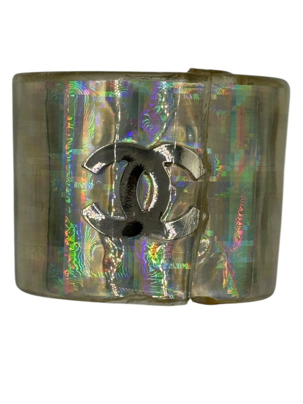 Chanel Iridescent Resin CC Wide Cuff Bracelet
