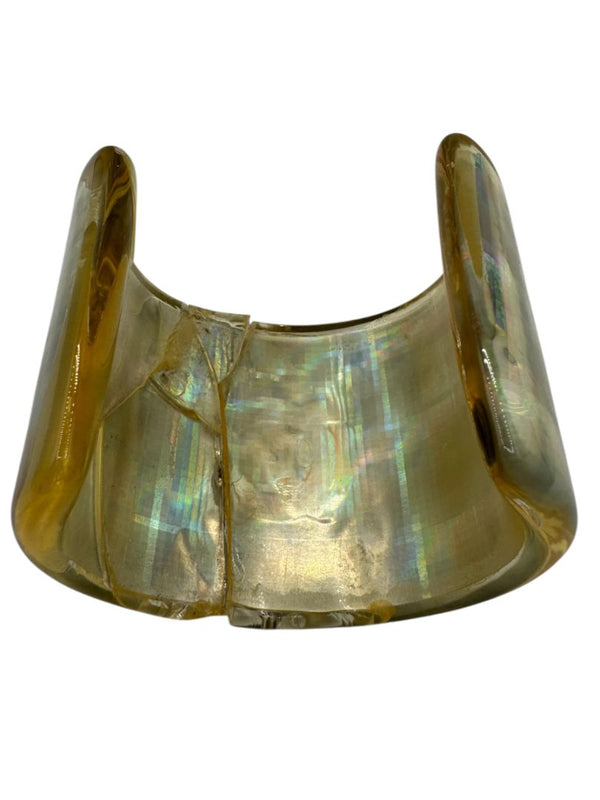 Chanel Iridescent Resin CC Wide Cuff Bracelet