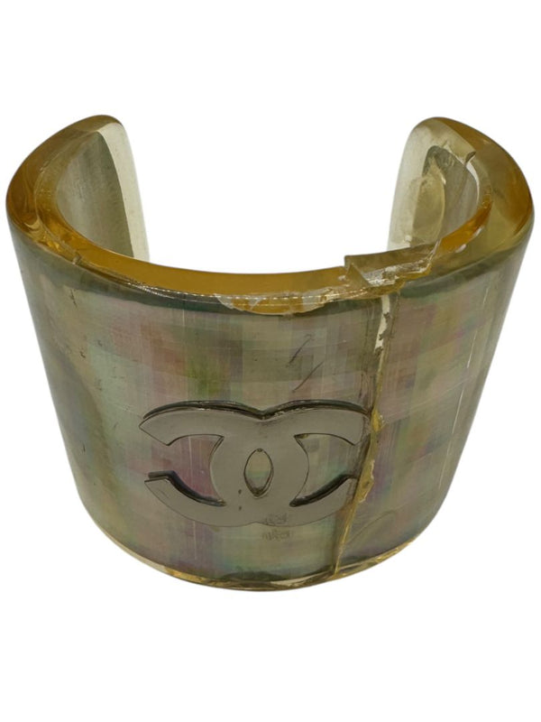 Chanel Iridescent Resin CC Wide Cuff Bracelet