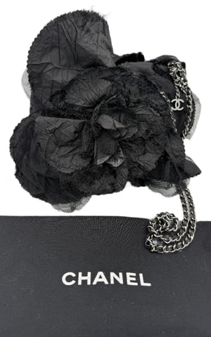 Chanel Satin Camellia Shoulder Bag
