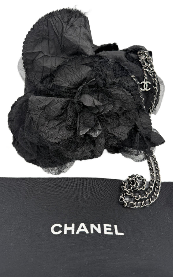 Chanel Satin Camellia Shoulder Bag