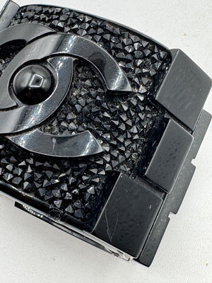 Chanel Black Resin & Crystal CC Boy Brick Cuff Bracelet