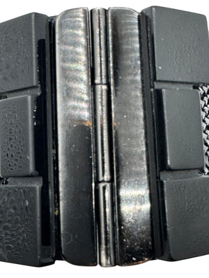 Chanel Black Resin & Crystal CC Boy Brick Cuff Bracelet