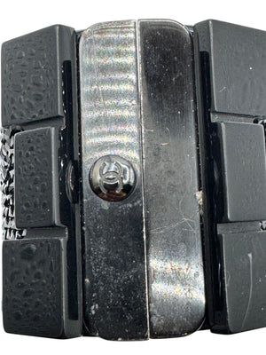 Chanel Black Resin & Crystal CC Boy Brick Cuff Bracelet