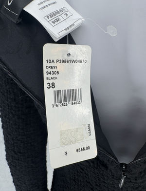 Chanel Runway Fall 2010 Black Wool Tweed Illusion Neckline Dress – Size 38