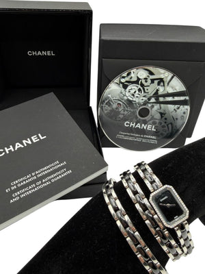 Chanel Première 18K White Gold Diamond Bezel Triple Wrap Watch Ref. O.N. 39306 w/ Box