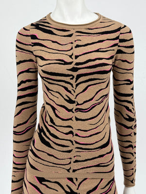 Stella McCartney Women’s Tiger-Stripe Stretch Knit Long-Sleeve Top – Size 34