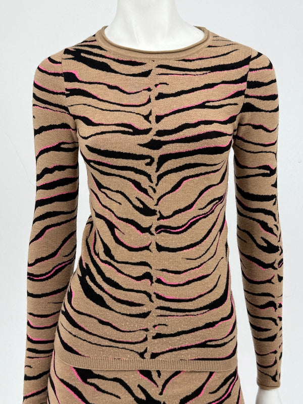 Stella McCartney Women’s Tiger-Stripe Stretch Knit Long-Sleeve Top – Size 34