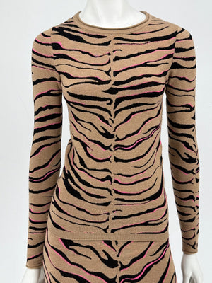 Stella McCartney Women’s Tiger-Stripe Stretch Knit Long-Sleeve Top – Size 34