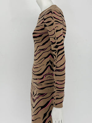Stella McCartney Women’s Tiger-Stripe Stretch Knit Long-Sleeve Top – Size 34