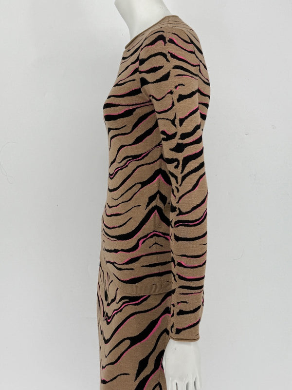 Stella McCartney Women’s Tiger-Stripe Stretch Knit Long-Sleeve Top – Size 34