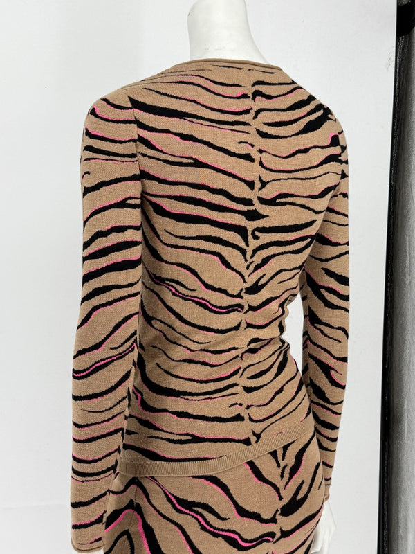 Stella McCartney Women’s Tiger-Stripe Stretch Knit Long-Sleeve Top – Size 34