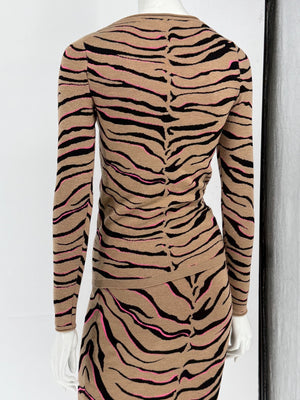 Stella McCartney Women’s Tiger-Stripe Stretch Knit Long-Sleeve Top – Size 34