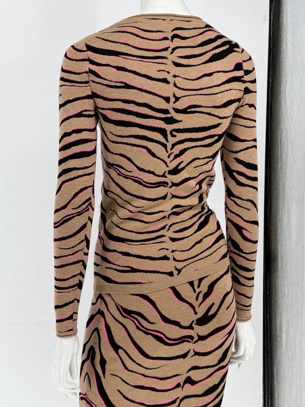 Stella McCartney Women’s Tiger-Stripe Stretch Knit Long-Sleeve Top – Size 34