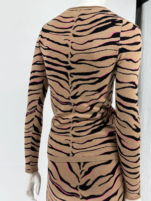 Stella McCartney Women’s Tiger-Stripe Stretch Knit Long-Sleeve Top – Size 34