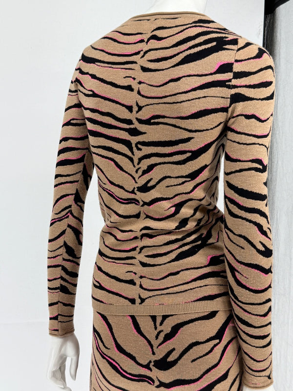 Stella McCartney Women’s Tiger-Stripe Stretch Knit Long-Sleeve Top – Size 34