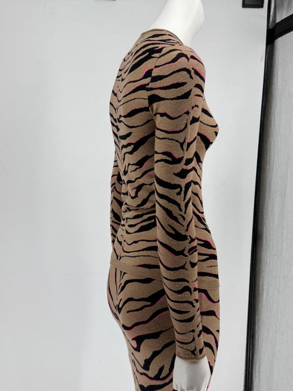 Stella McCartney Women’s Tiger-Stripe Stretch Knit Long-Sleeve Top – Size 34