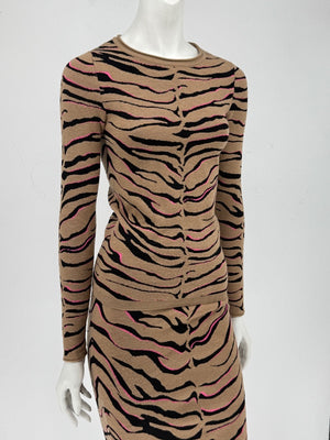 Stella McCartney Women’s Tiger-Stripe Stretch Knit Long-Sleeve Top – Size 34