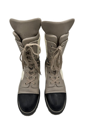 Chanel CC Quilted Two-Tone Lace-Up Combat Boots – Size 40