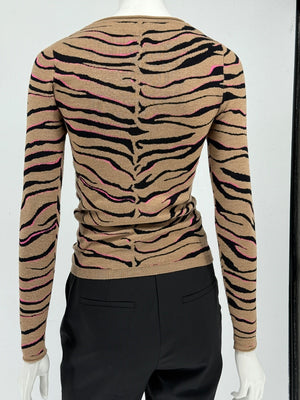 Stella McCartney Women’s Tiger-Stripe Stretch Knit Long-Sleeve Top – Size 34