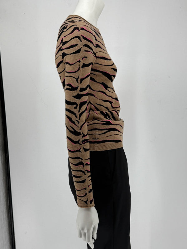 Stella McCartney Women’s Tiger-Stripe Stretch Knit Long-Sleeve Top – Size 34