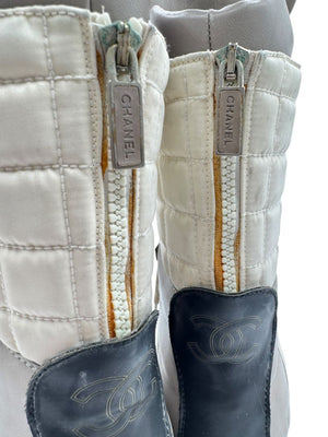 Chanel CC Quilted Two-Tone Lace-Up Combat Boots – Size 40