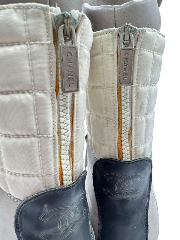 Chanel CC Quilted Two-Tone Lace-Up Combat Boots – Size 40