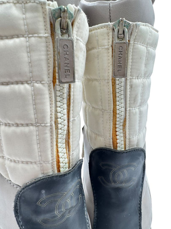 Chanel CC Quilted Two-Tone Lace-Up Combat Boots – Size 40