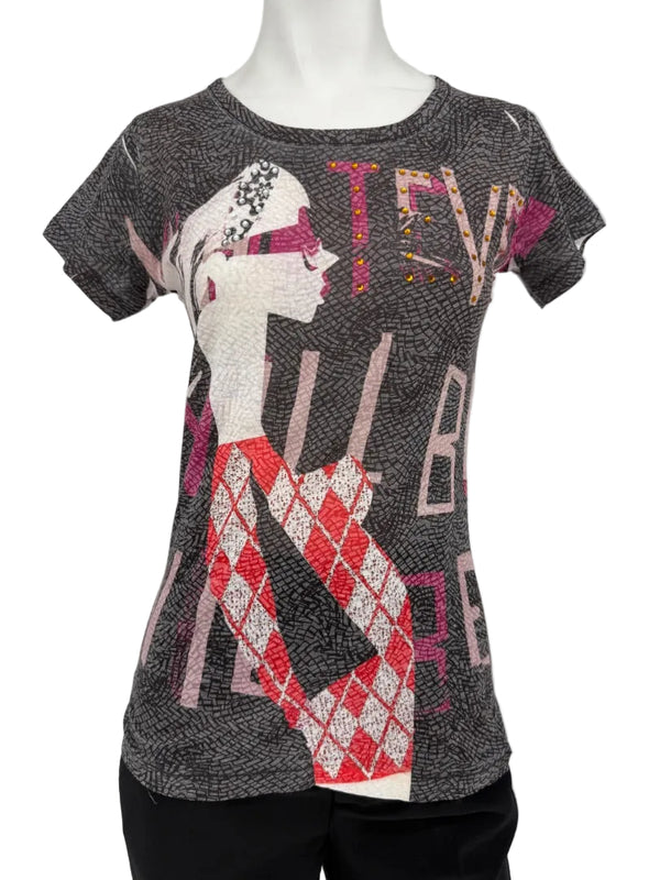 Custo Barcelona Graphic Embellished Short-Sleeve T-Shirt – Size 1