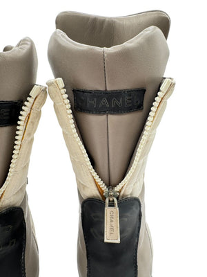 Chanel CC Quilted Two-Tone Lace-Up Combat Boots – Size 40