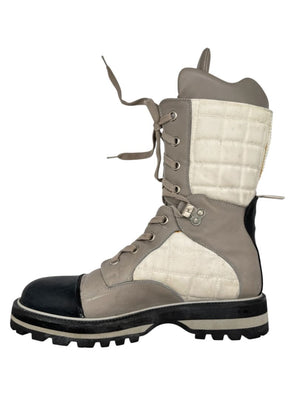 Chanel CC Quilted Two-Tone Lace-Up Combat Boots – Size 40