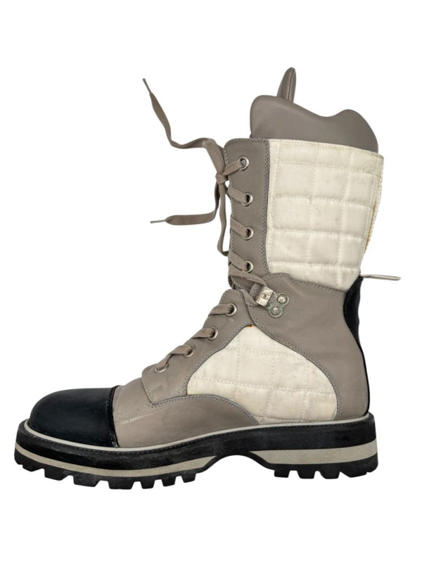 Chanel CC Quilted Two-Tone Lace-Up Combat Boots – Size 40