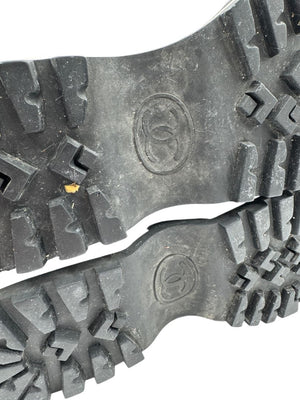 Chanel CC Quilted Two-Tone Lace-Up Combat Boots – Size 40