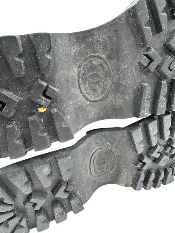 Chanel CC Quilted Two-Tone Lace-Up Combat Boots – Size 40