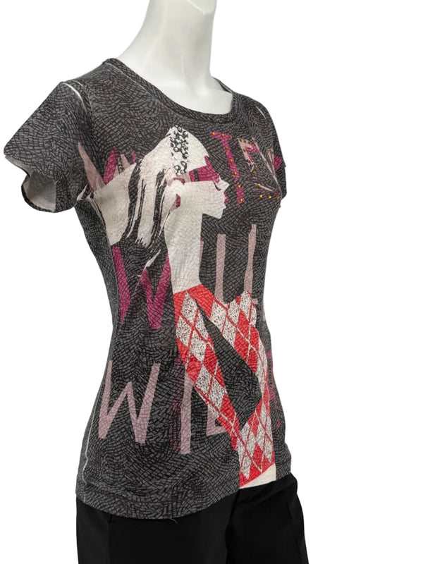 Custo Barcelona Graphic Embellished Short-Sleeve T-Shirt – Size 1