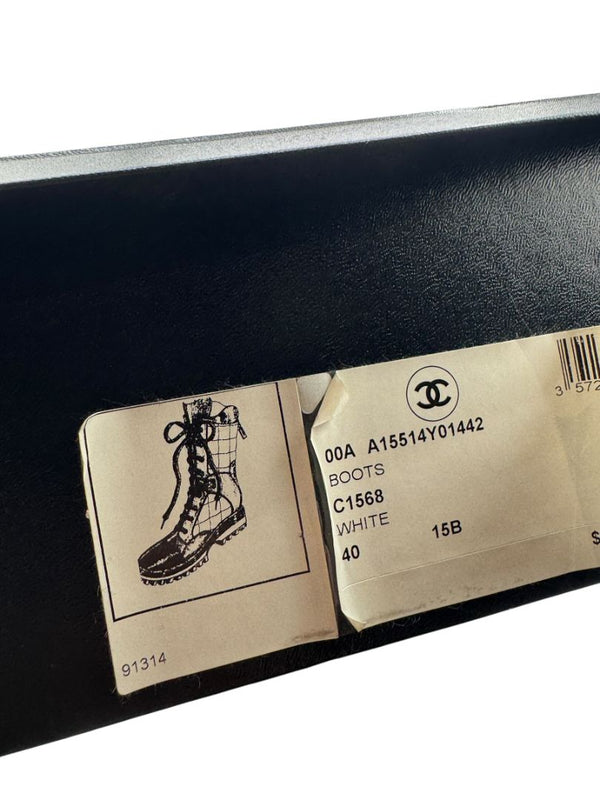 Chanel CC Quilted Two-Tone Lace-Up Combat Boots – Size 40