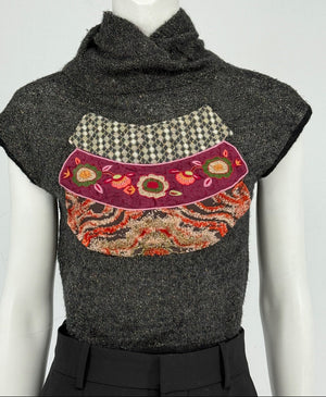 Custo Barcelona Women’s Embellished Knit Crop Short-Sleeve Sweater – Size 1