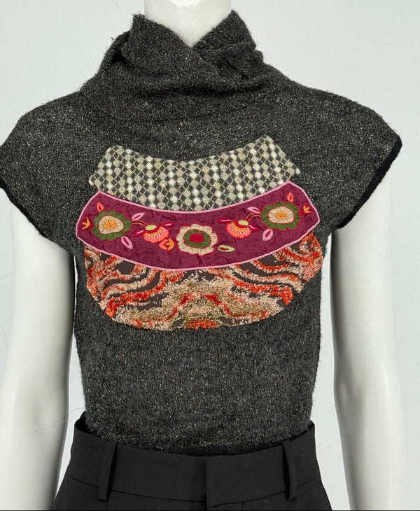 Custo Barcelona Women’s Embellished Knit Crop Short-Sleeve Sweater – Size 1