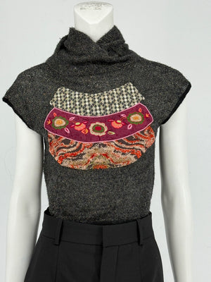 Custo Barcelona Women’s Embellished Knit Crop Short-Sleeve Sweater – Size 1