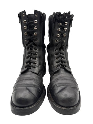Chanel Quilted Leather Lace-Up Combat Boots – Size 40