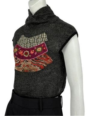 Custo Barcelona Women’s Embellished Knit Crop Short-Sleeve Sweater – Size 1