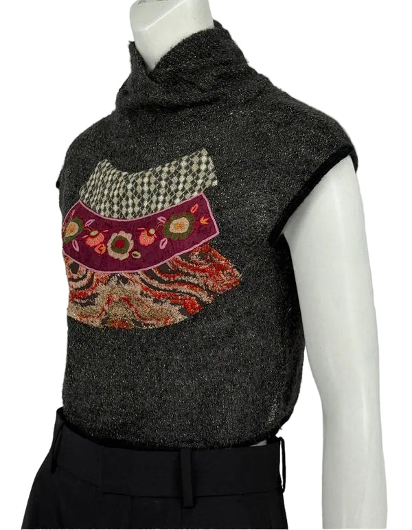 Custo Barcelona Women’s Embellished Knit Crop Short-Sleeve Sweater – Size 1